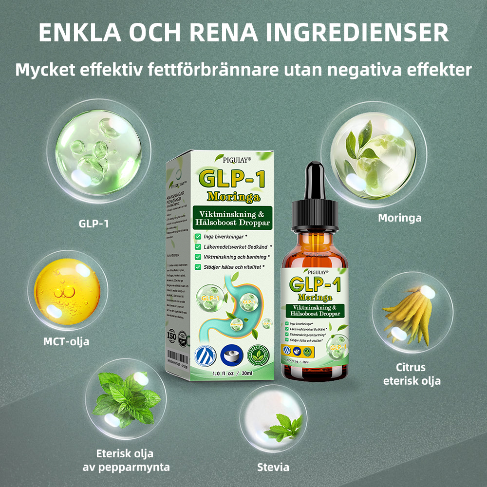 Piguiay® GLP-1 Moringa Viktminskning Hälsoboost Droppar (Livsmedelsgodkänd fettförbrännare - Utvecklad av experter inom sekretologi och metabolism)🛒